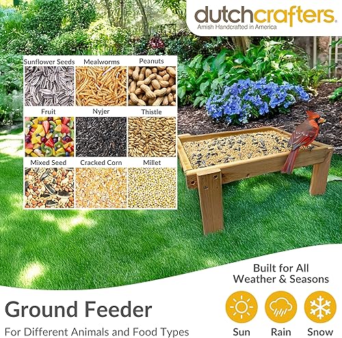 Miniatura 4 de DutchCrafters Bandeja grande de madera de cedro con plataforma abierta para pájaros, alimentador de semillas de pájaros de madera para pájaros