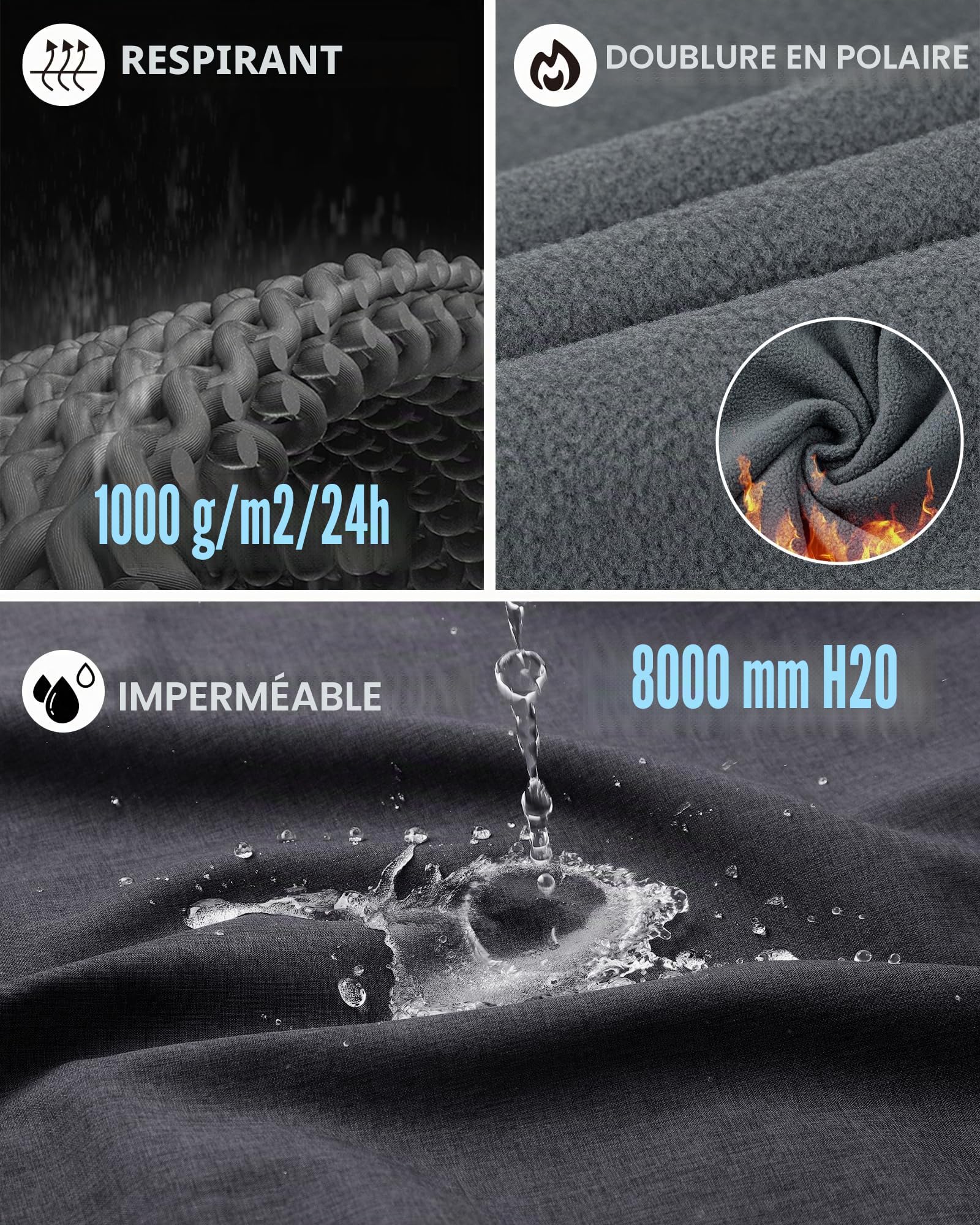 33,000ft Gilet softshell imperméable sans manches pour homme - Gilet polaire avec capuche - Fermeture éclair intégrale, XL