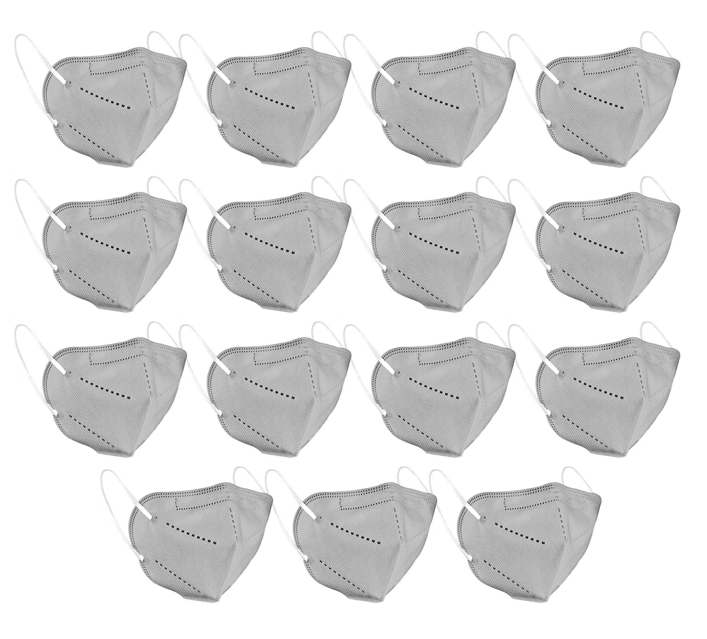 OOMPHelicious Pack of 15 KN95 / N95 Anti-Pollution Reusable 5-Layer Mask | Color:Grey | FDA ISO CE GMP Certified