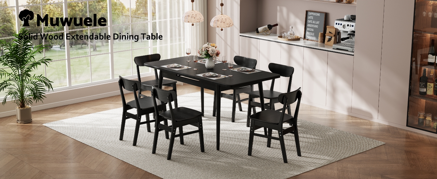 Amazon.com - Muwuele Solid Wood Extendable Dining Table for 4-8