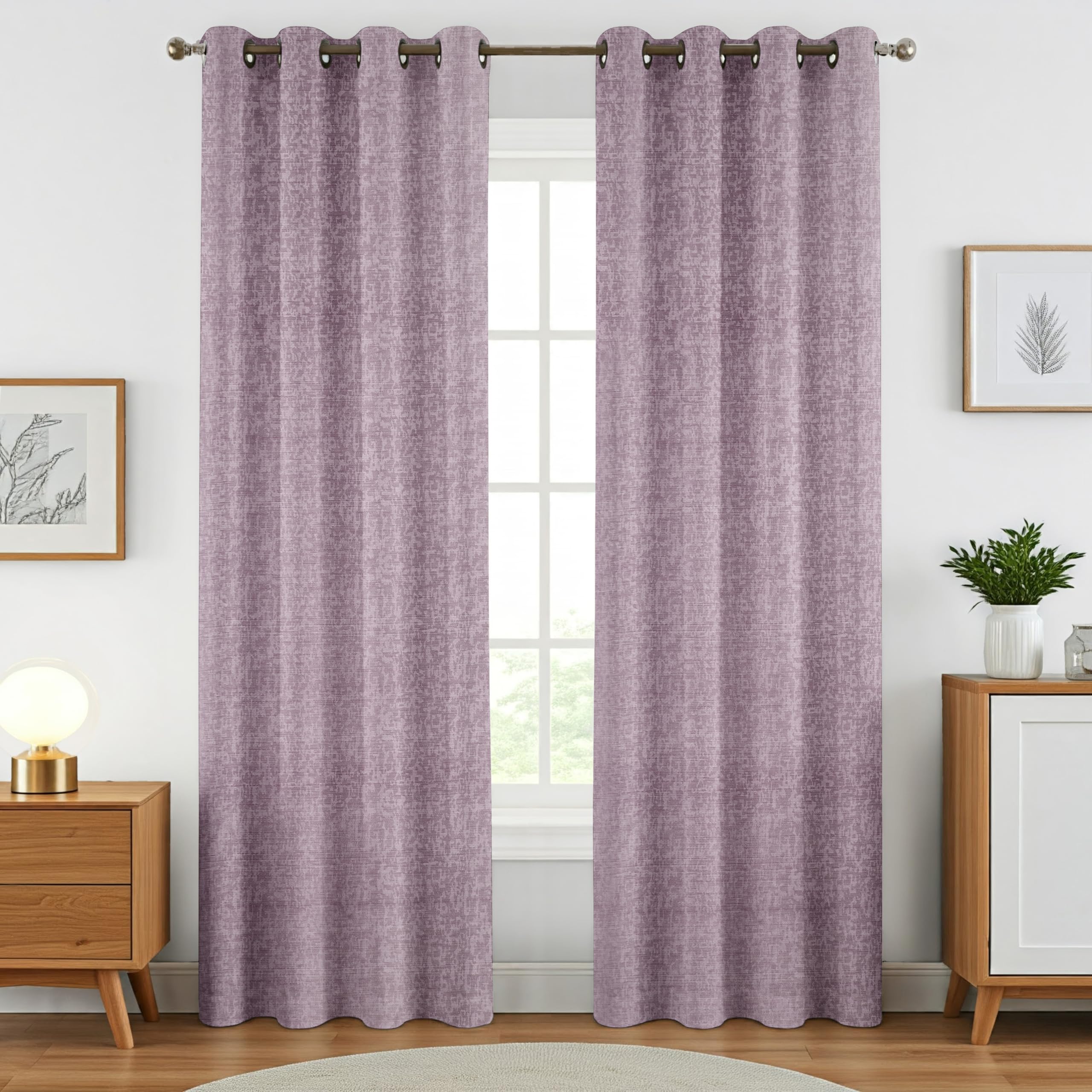 The Decor Hub Crosshatch Pastel Lavender Polyester Door Curtains 7 Feet | Darkening Drapes with Eyelets | Set of 2 Panels for Living Room, Bedroom & Office-image-25