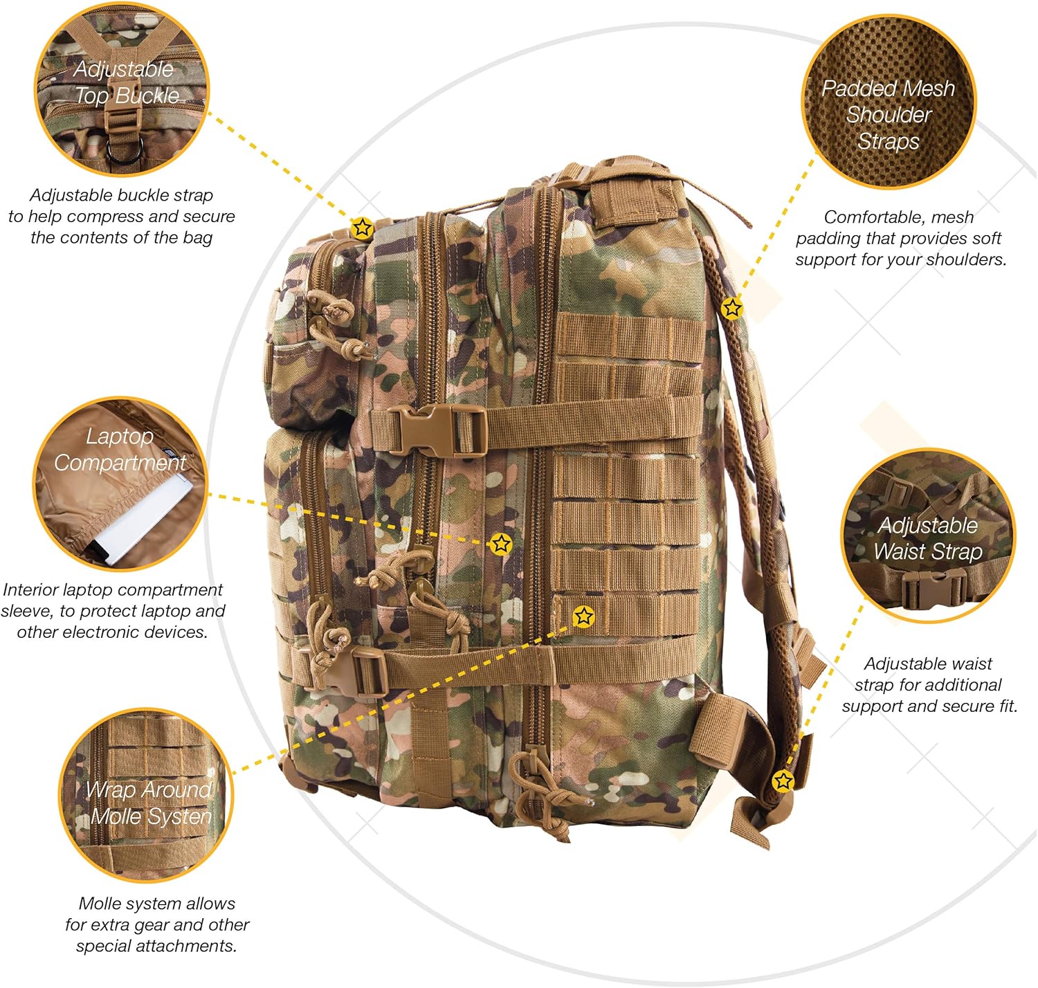 Highland Tactical Men's Vantage Tactical Backpack, Black, One Size - Image 9