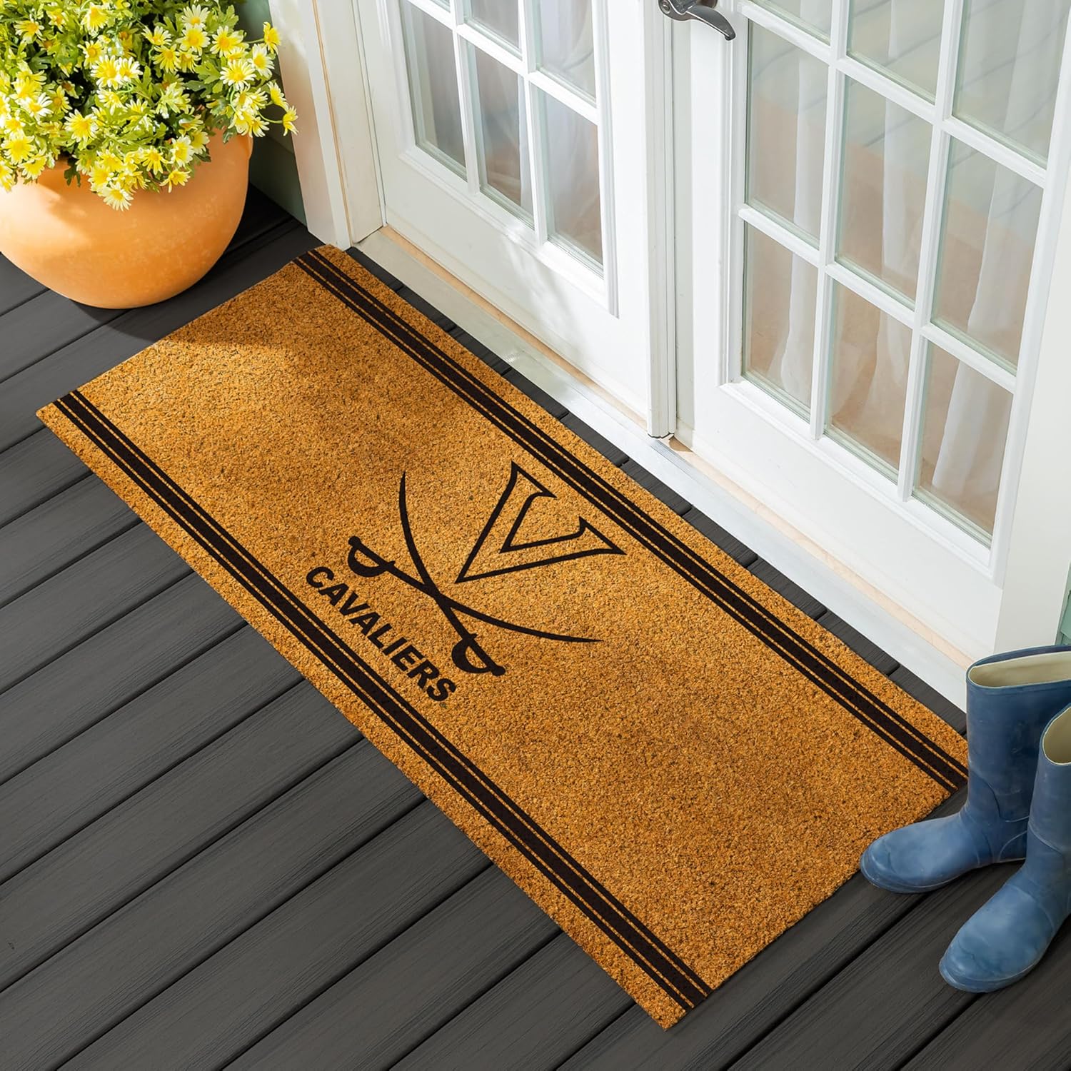 Team Sports America NCAA University of Virginia Sports Doormat | Indoor Outdoor Entrance | 28 x 16 Inches | Non-Slip Front Door Mats | Official Licensed | Sports Fans Entryway Welcome Rug