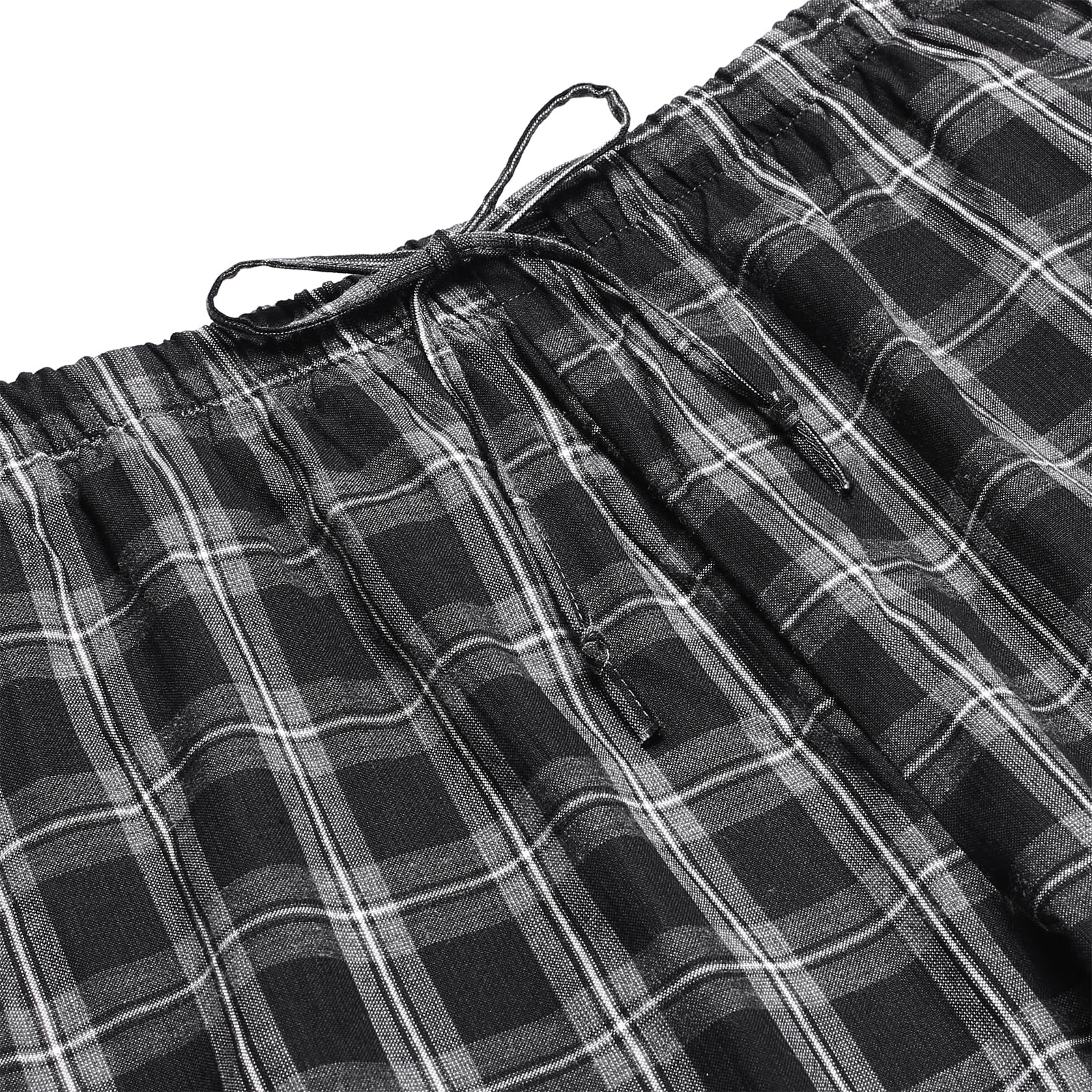 Herren Schlafanzughose Lang Baumwolle Karierte Pyjamahose Lounge Hose Pyjamaunterteil Freizeithose mit Seitentaschen für Männer, Gerade Geschnitten
