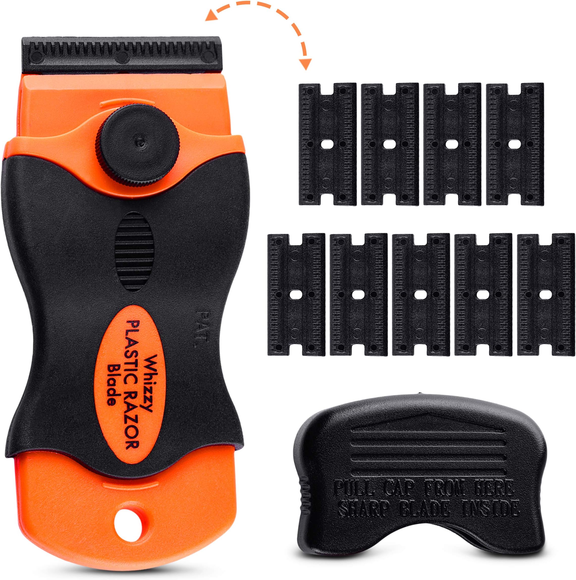 Multi-Purpose Plastic Razor Blades Scraper, 10 Double Edged Plastic Blades - Car Decal Remover and Sticker Remover Tool, Ideal for Car Vinyl, Decal & Tint Removal | Plastic Scraper Tool