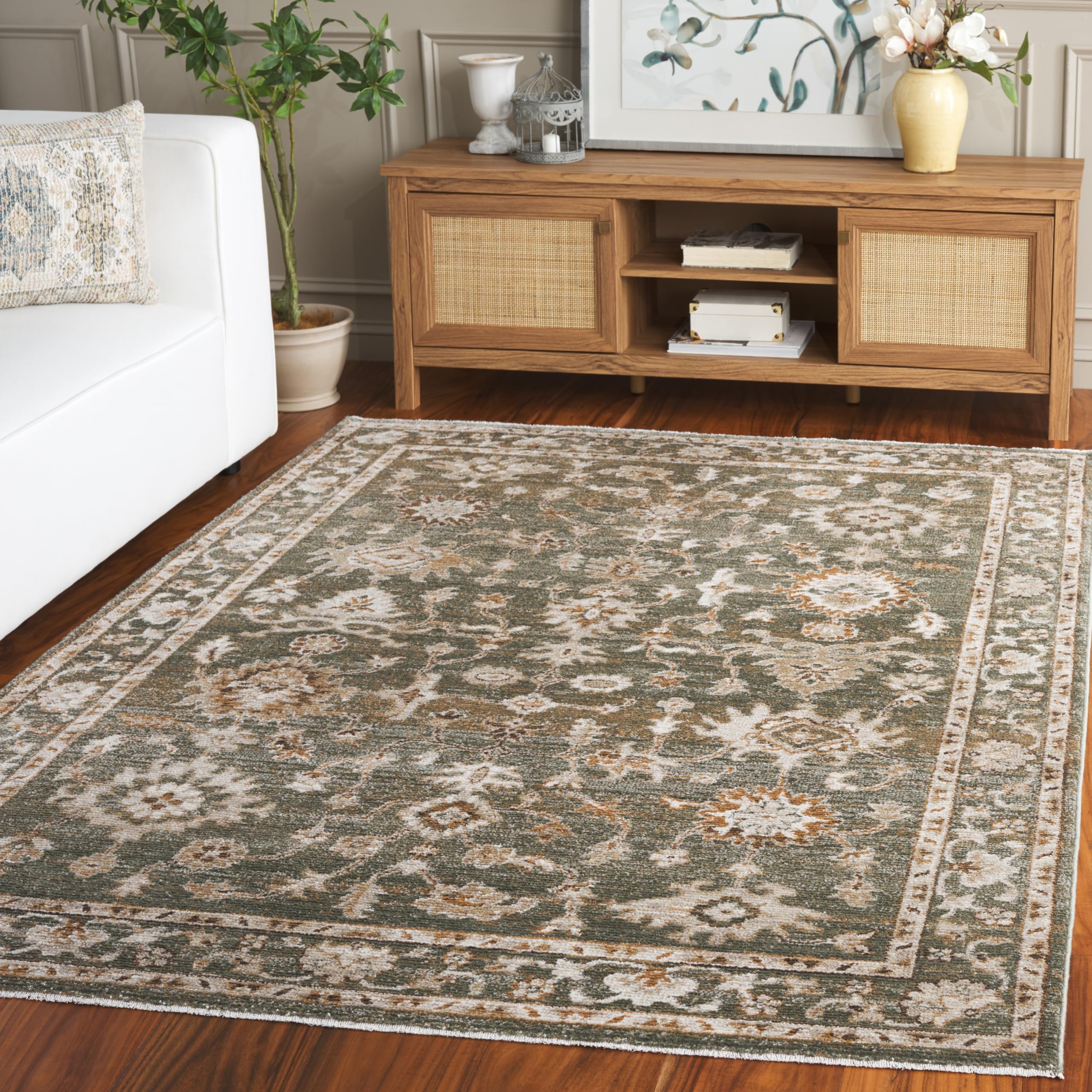 Tapis vert et ivoire Hazel 122x183 cm pour salon