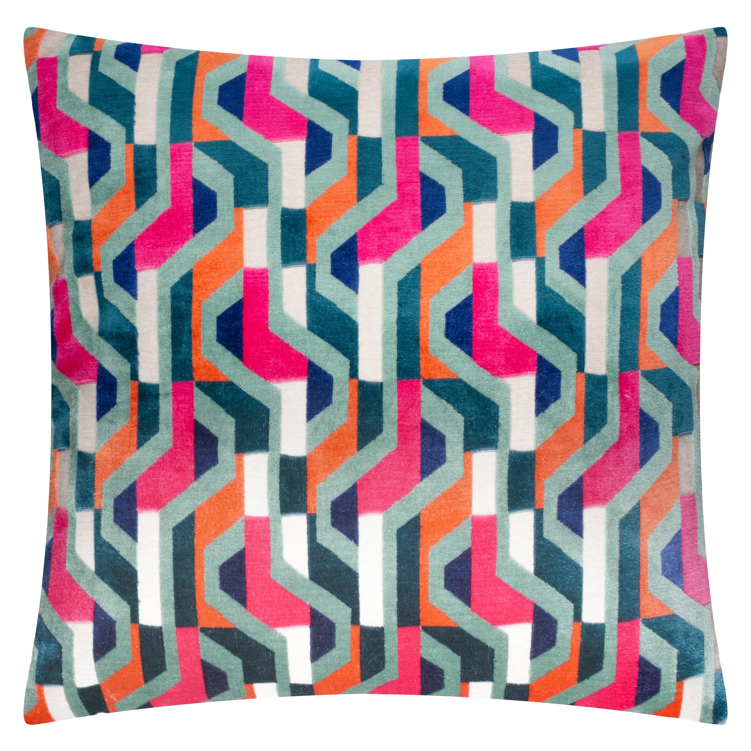 furn. Metro Prism Cushion Cover – Geometric Velvet Jacquard Decorative Case (Multicolour – 45x45cm)