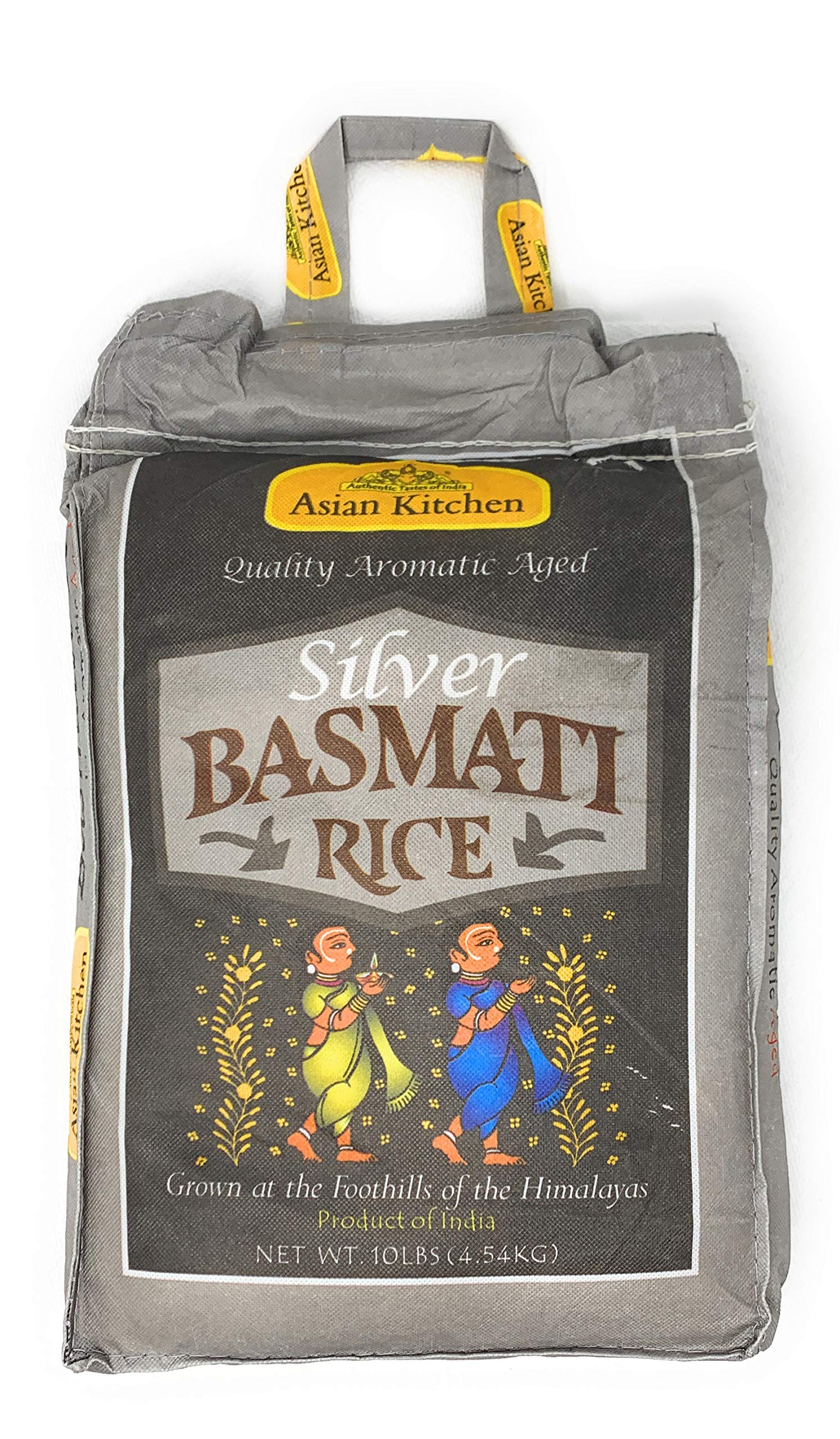 Asian Kitchen Silver White Basmati Rice Aged, 10 Pound (10lbs, 4.54kg) ~ All Natural | Vegan | Glute
