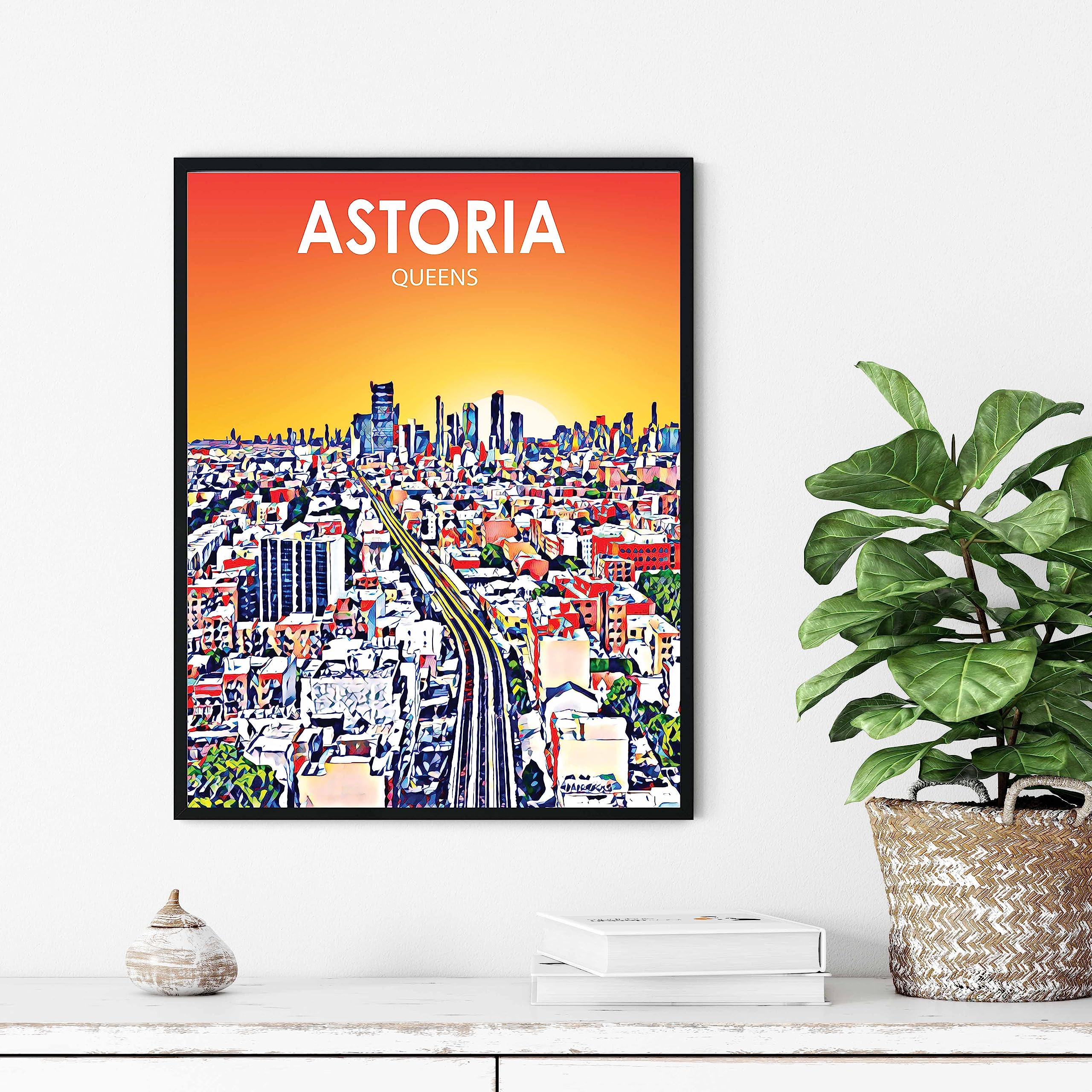 Amazon.com: Astoria Queens Art Poster Print, Astoria Sunset