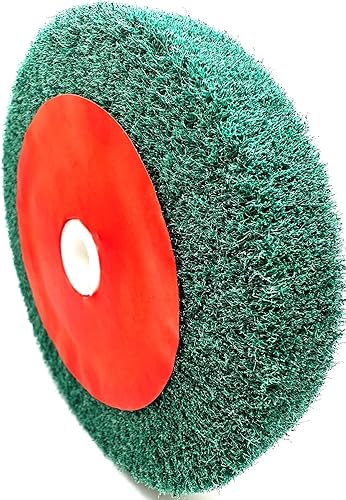 Miniatura 6 de Pro-Graad Amoladora de banco no tejida de grano 320 rojo de 8 x 2 pulgadas, rueda de cepillo para pulido y acabado de pulido para aluminio y cobre,