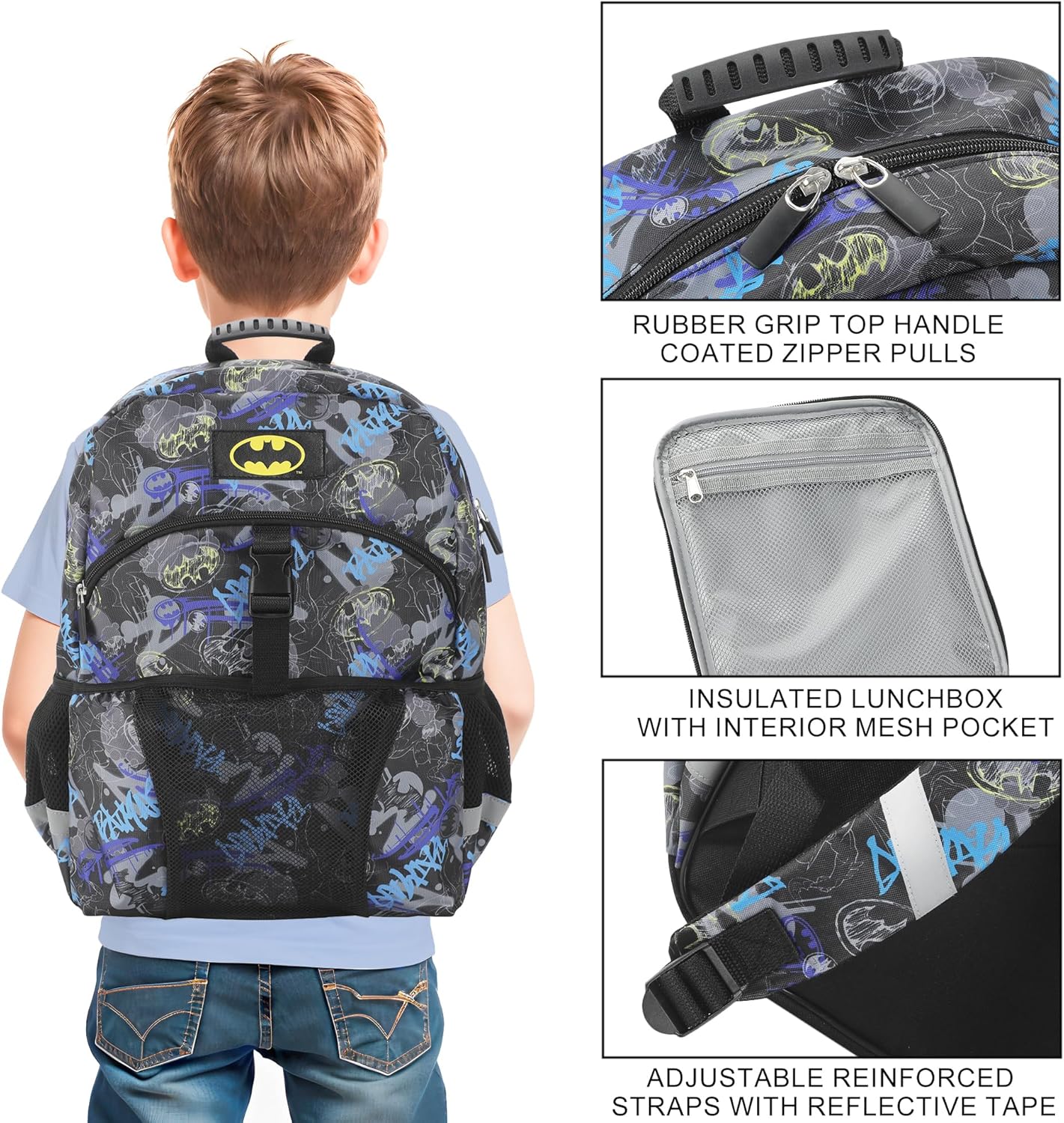 Bioworld Batman 2-Piece 16" Premium Backpack & Lunch Kit Set for boys - Image 4