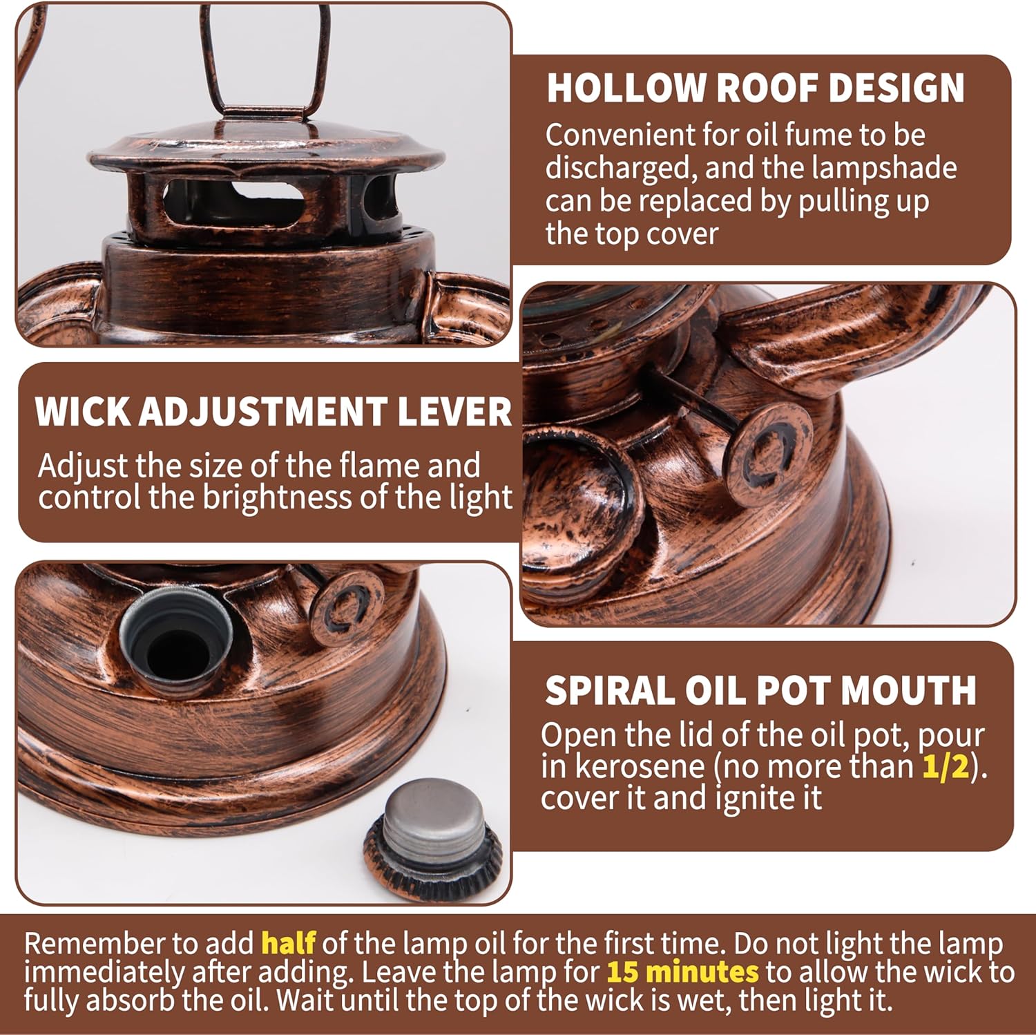 YAKii 2 Pack Vintage Oil Lamp Hurricane Lantern Kerosene Lantern for Indoor Outdoors Decorative Hanging Metal Oil Lanterns with Wick for Hiking Emergency Camping Party Decoration