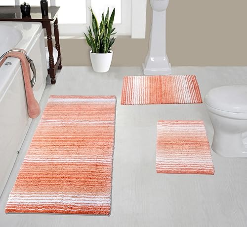 Miniatura 12 de Home Weavers Colección Gradiation 100% algodón, alfombra lavable, tapete de baño, tapete de cocina, juego de alfombras de baño, antideslizantes