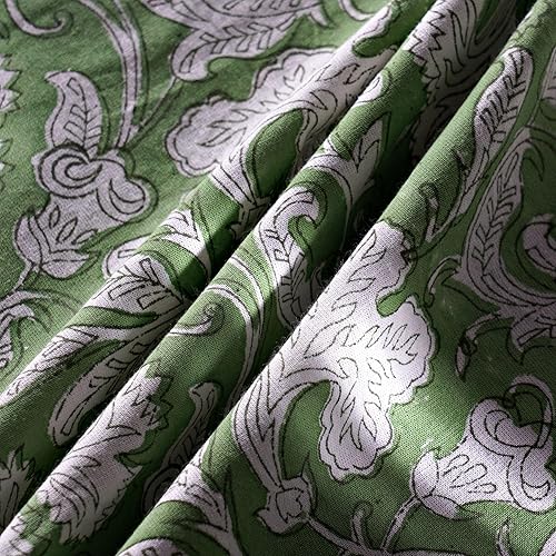 Miniatura 5 de Ridhi - Mantel redondo de tela de algodón con estampado de bloque a mano verde salvia, para boda, casa de campo, Acción de Gracias, Navidad,