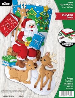 Bucilla Felt Applique 18" Stocking Making Kit, Story Time Santa, Perfect for DIY Arts and Crafts, 89482E