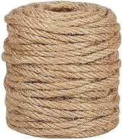 Vivifying 5mm Jute Rope 98ft Natural Brown Twine - Strong 4-Ply for Crafts, Cat Scratching Posts, Gardening, Bundling & Hanging