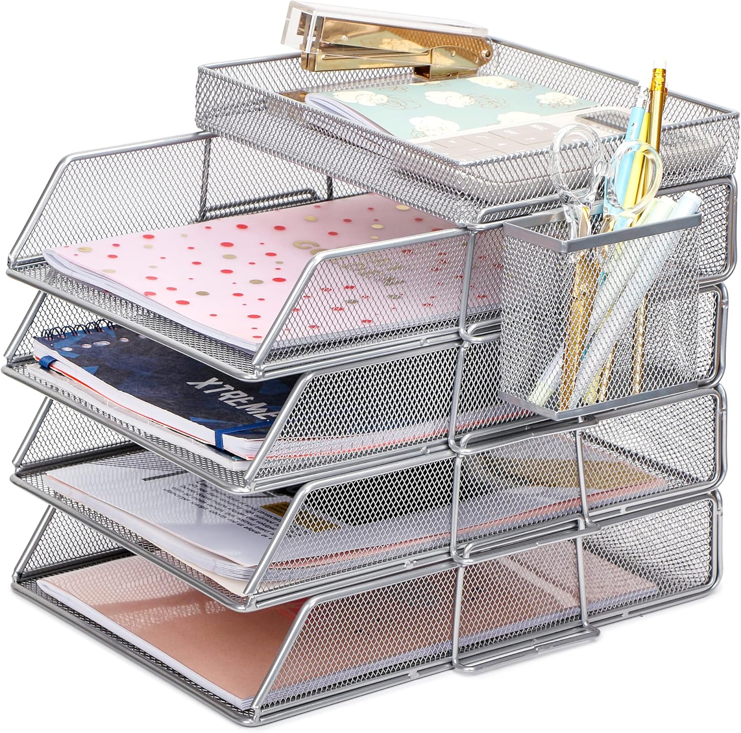 EXERZ Paper Trays Stackable 6pcs including 4 x Sorters, 1 x Top Tray,1