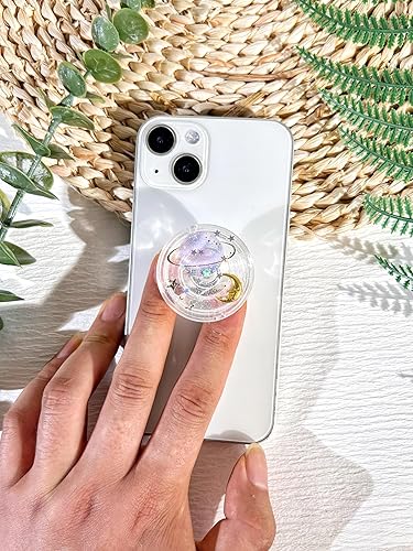 Miniatura 6 de Shining Moon and Stars - Soporte para teléfono transparente, hecho a mano, ampliable, plegable, transparente, accesorio para teléfono celular, dijes