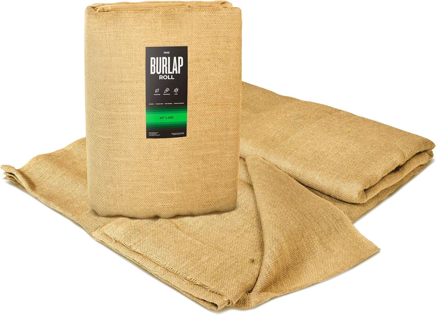 VViViD Gardening Burlap Roll (40” x 35ft) Tree Wrap Natural Jute Fiber Material, Weed Barrier, Plant Care from Elements, Craft Projects and Part Decor