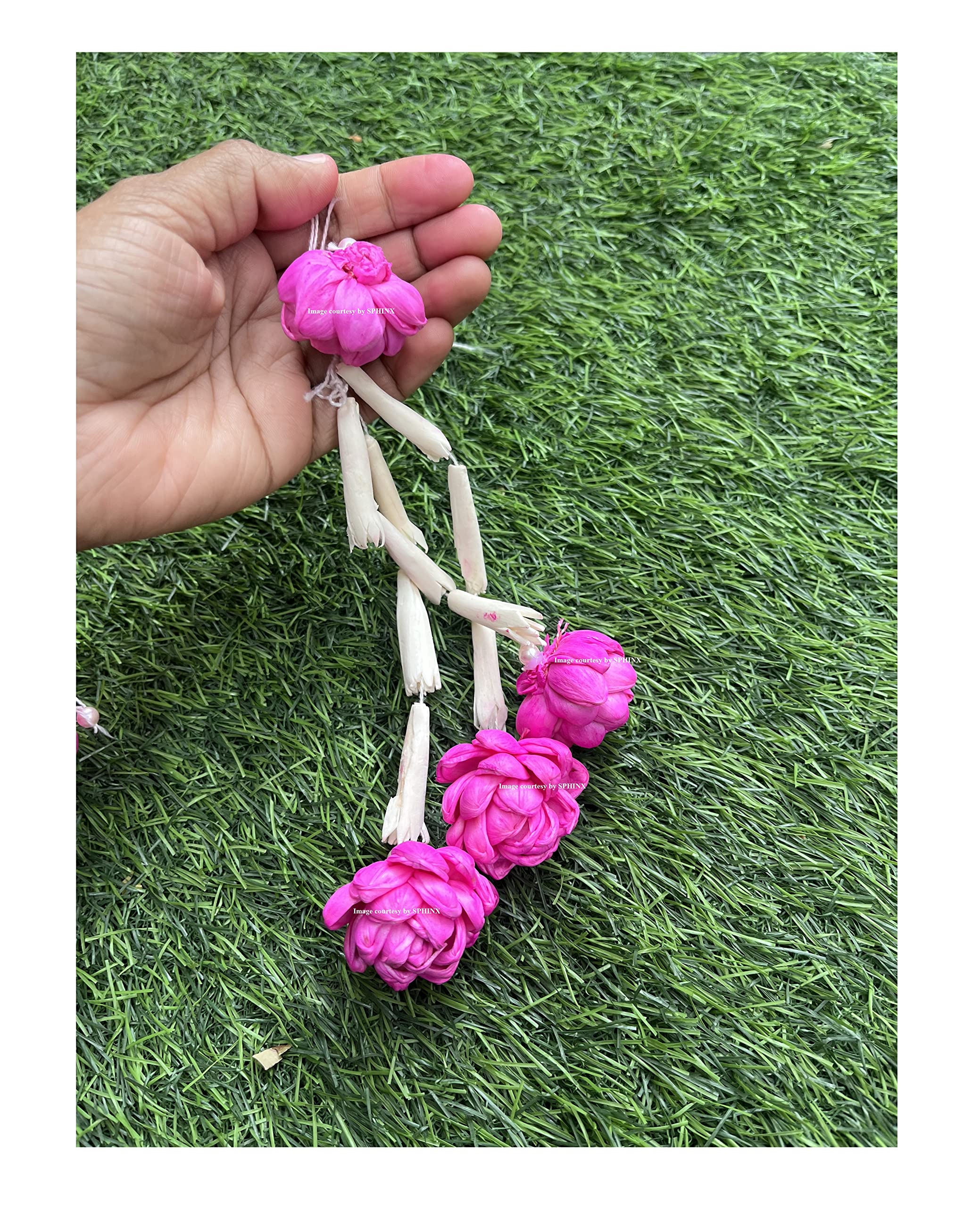 SPHINX Sola Lotus & Rajnigandha Tassles, Clustered Strings, Decorative Latkans,Easy Simple Backdrop Hangings for Decorations (Approx 20 cms Height) -(Pink, 2 Pieces)-image-22