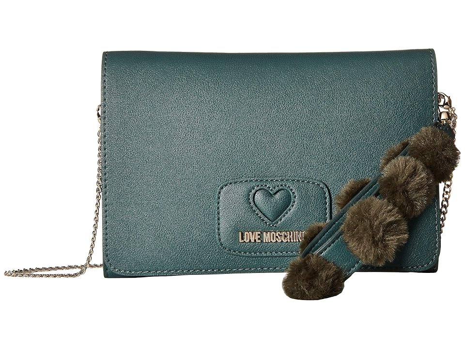 

LOVE Moschino Pom Pom Crossbody Bag (Green) Cross Body Handbags