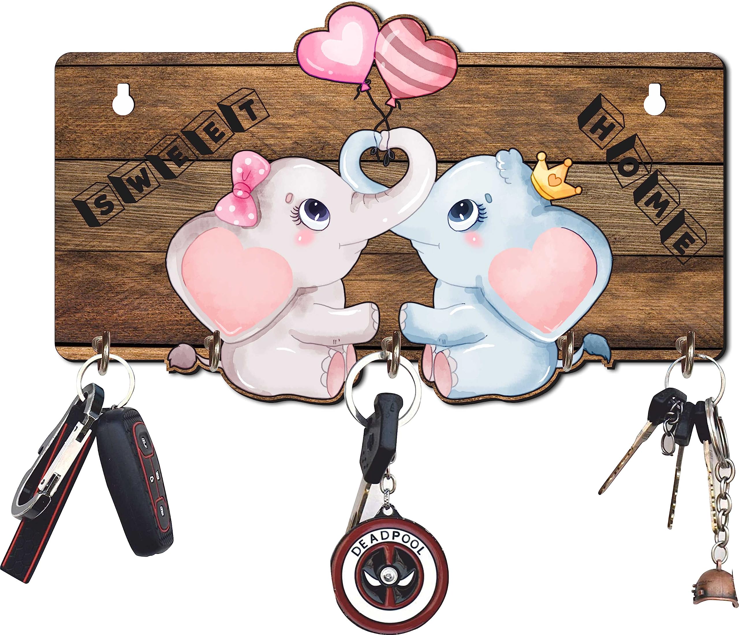 ART PLUS STORE APS Wooden Home Sweet Home Key Holder for Home Wall Decor Stylish, Key holder for Living Room Wall Decor (Brown ELe) (B0C9MM482M) Amazon Price History, Amazon Price Tracker
