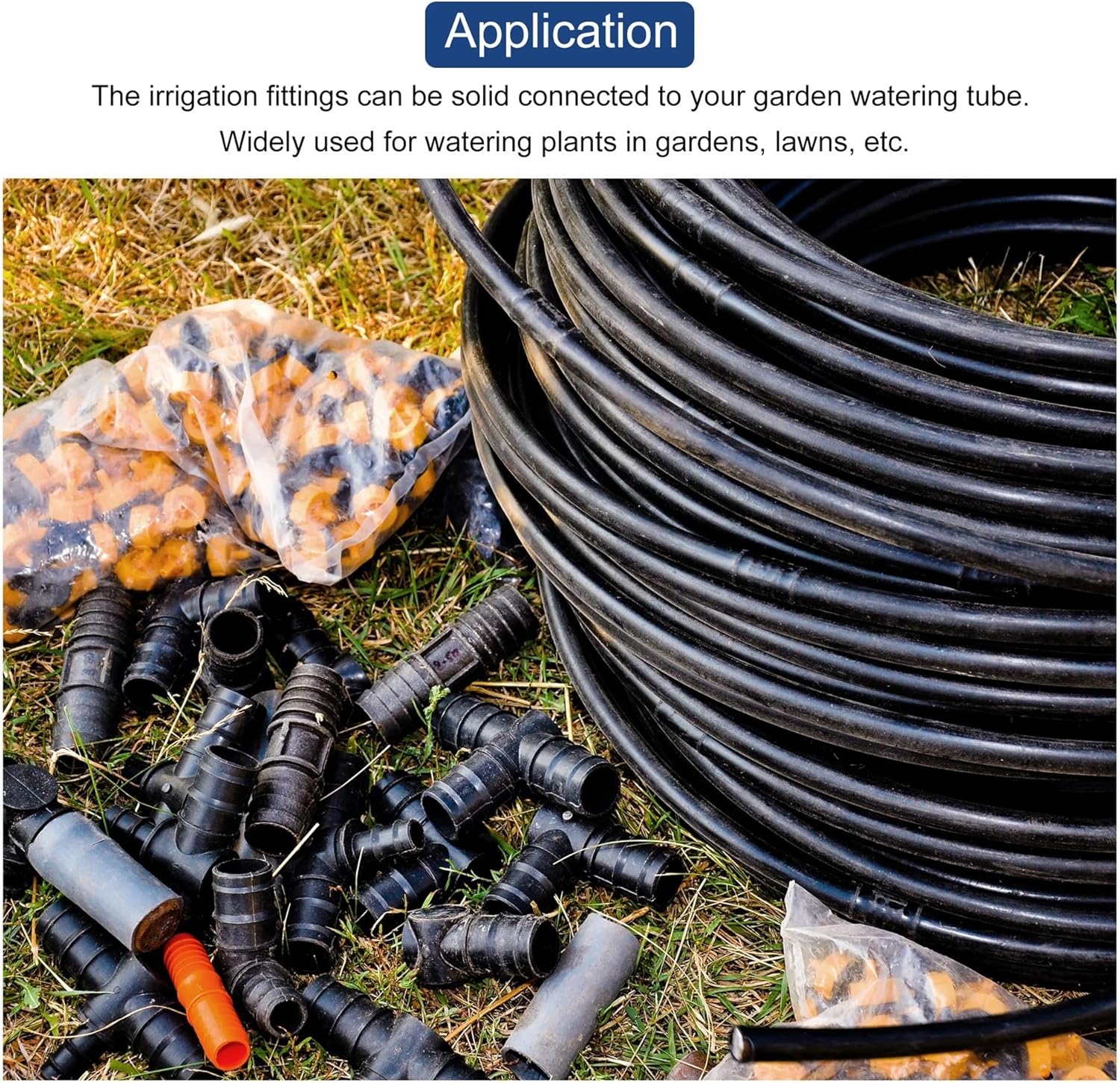 19.5mm Barbed Irrigation Fitting Kit – 3/4" Drip Tubing, 8 Tees/8 Elbows/8 Ends/2 Valves, PE​