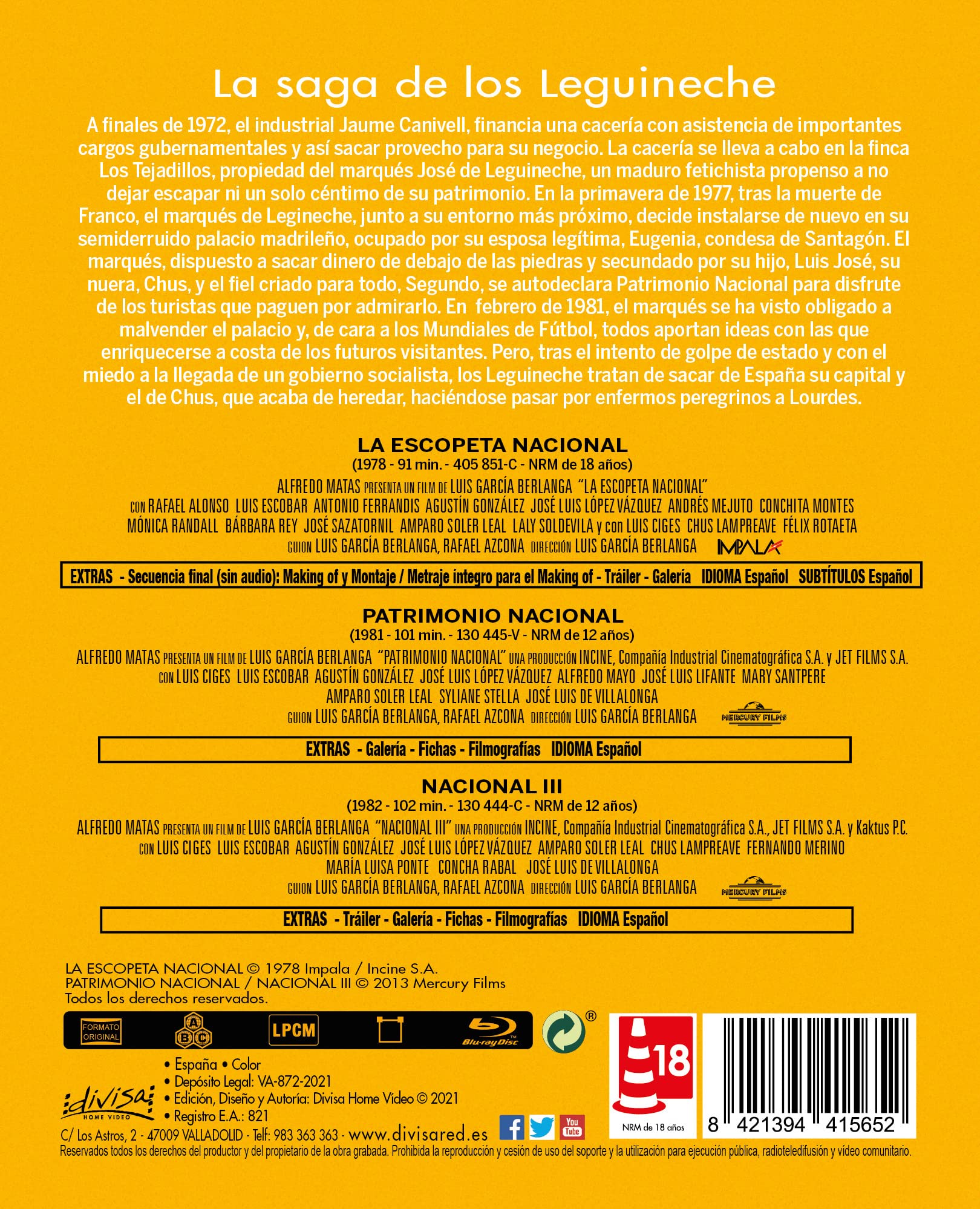 Trilogia Nacional Luis García Berlanga (Blu-ray) Pack 3 peliculas: La Escopeta Nacional / Patrimonio Nacional / Nacional III