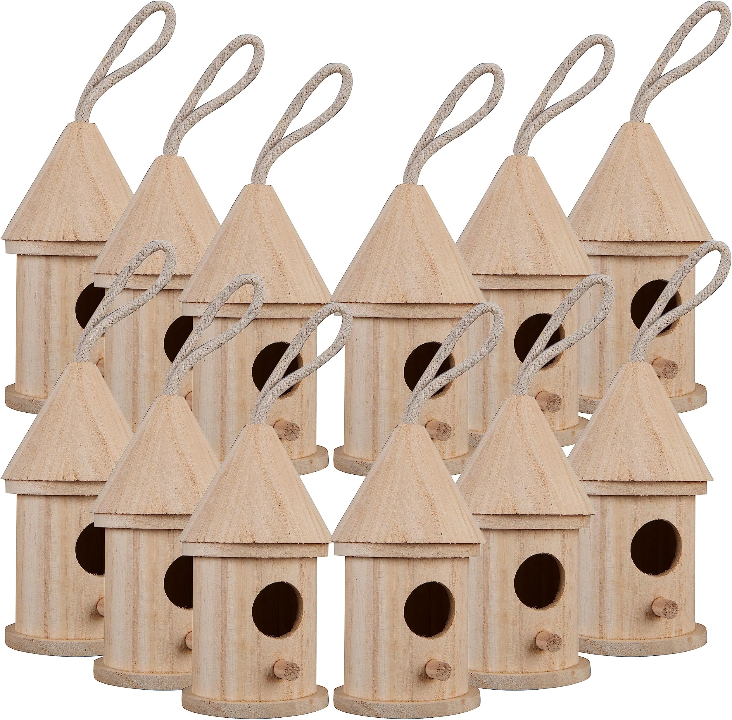 Jetec 6 Pieces Bird House Craft Wooden Birdhouse Kit Build