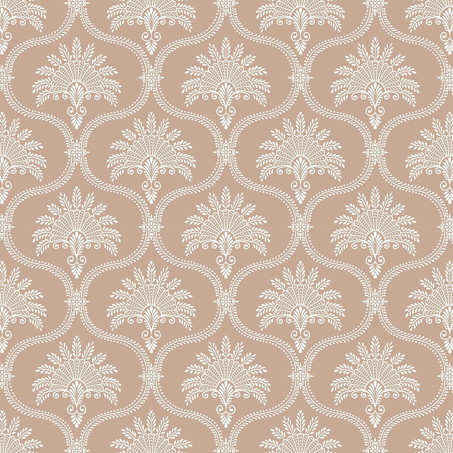 Decotalk 17.5x354 Inch Damask Wallpaper Peel and Stick Beige White Flower Wall Paper Baroque Damask Wallpaper Self Adhesive Floral Wall Paper for Bathroom Bedroom White Beige Baroque Pattern