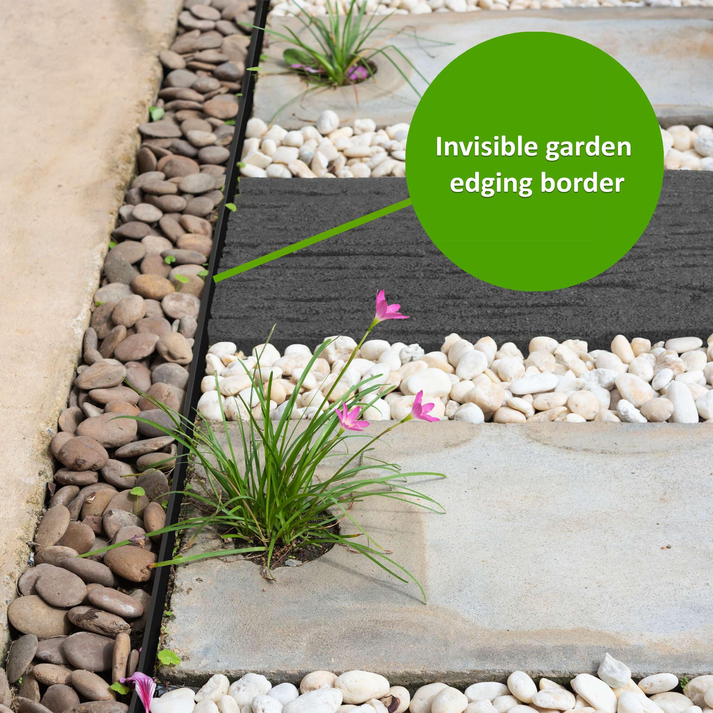 Bordo Per Giardino Flessibile In Gomma Riciclata – 24 M (24 Pezzi Da 1 M) Con 96 Picchetti – Nero, Curve E Rettilineo