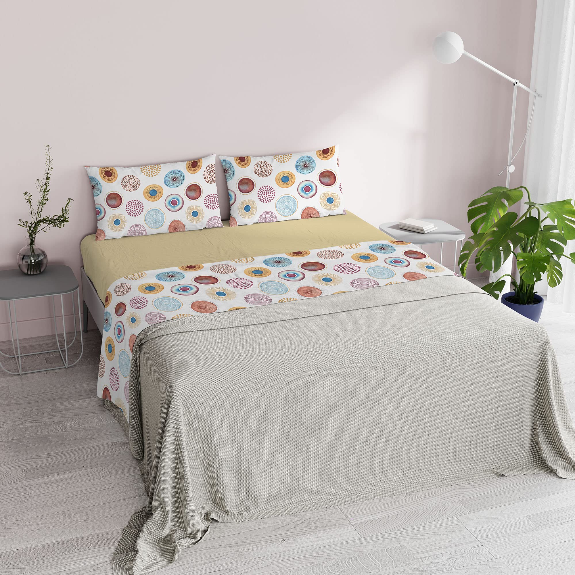 Italian Bed Linen Fantasy Completo Letto, Microfibra, Circle, Matrimoniale