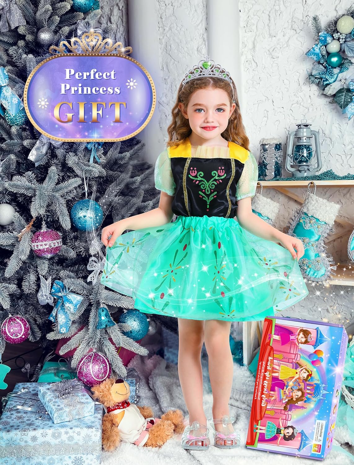 Teuevayl Princess Dress Up for Girls 3 4 5 6, Kids' Dress Up Pretend Play Clothes Princess Toys Gift for Little Girls