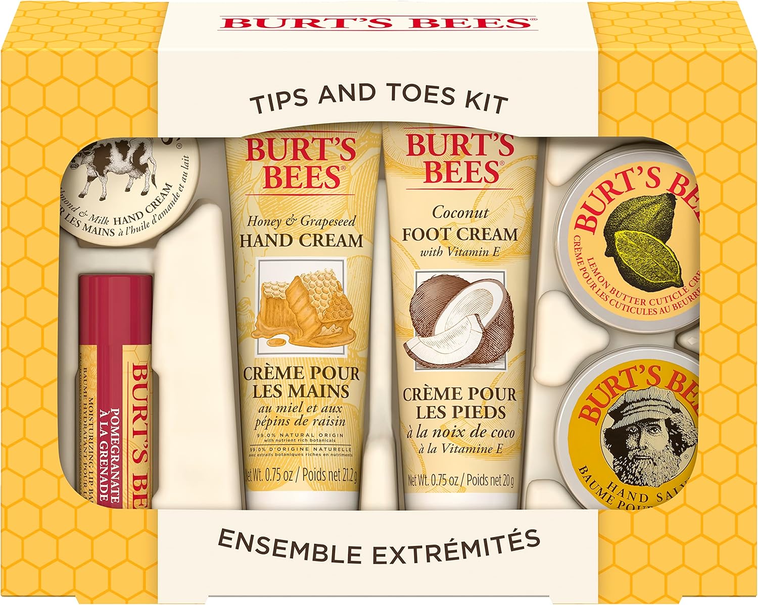 Burt's Bees Tips and Toes Gift Set, 6 Travel Size Products in Gift Box