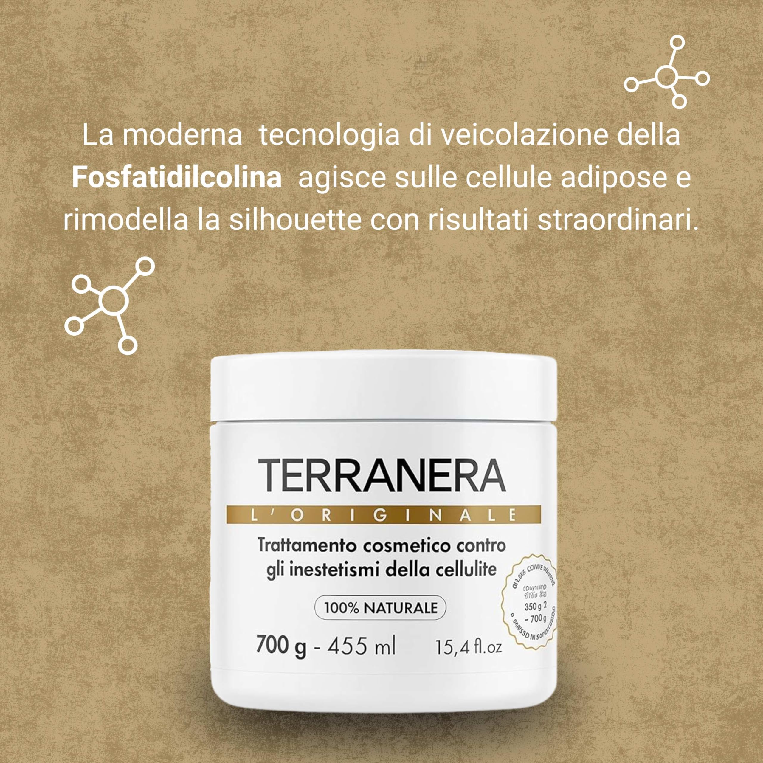 Fango Anticellulite Drenante ad Effetto Rapido – Tonifica e Leviga la Pelle – Combatte gli Inestetismi della Cellulite – 700gr Terranera