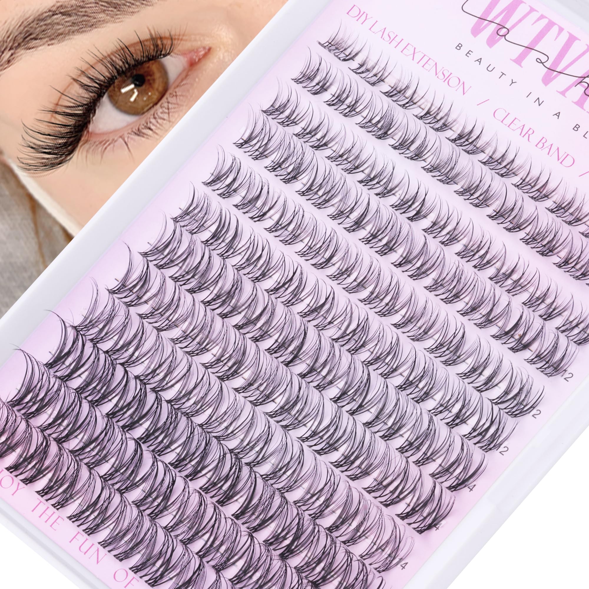 Natural Lash Clusters Venus Wispy Cluster Eyelash Extensions Invisible Thin Band Eyelash Cluster 8-16mm DIY Lash Extensions with Clear Band Individual