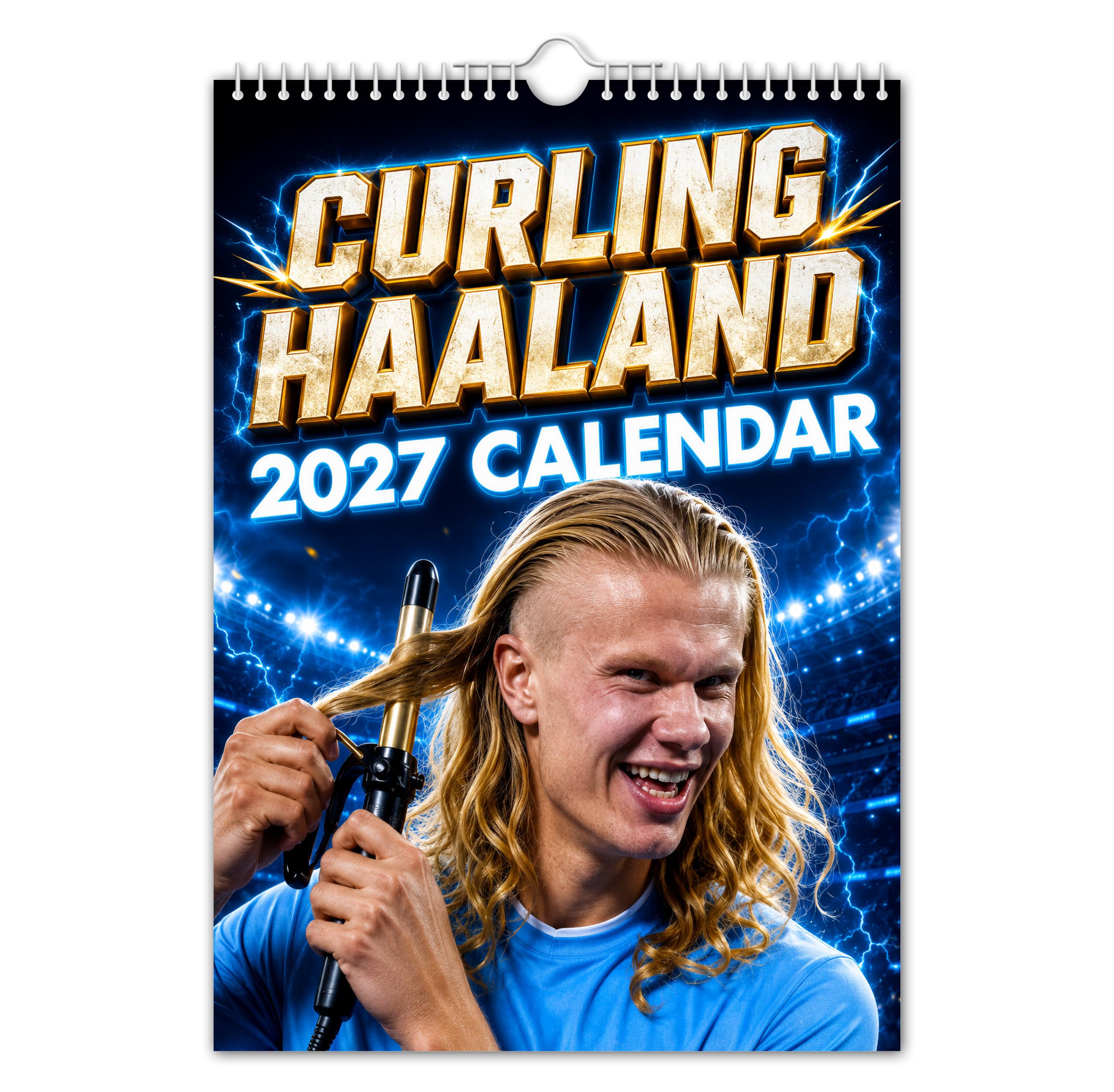 The Calendar King // CURLING HAALAND - 2027 Wall Calendar - A3 Size/Erling Haaland/Football/Funny Gift/Novelty Gift/Gift for her/Gift for him/Secret Santa/Office Gift
