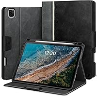 Vista 10 de KingBlanc Funda para iPad Pro de 11 pulgadas de 4ª/3ª/2ª/2ª generación (2022/2021/2020) con soporte para lápices, funda de soporte bicolor de cuero