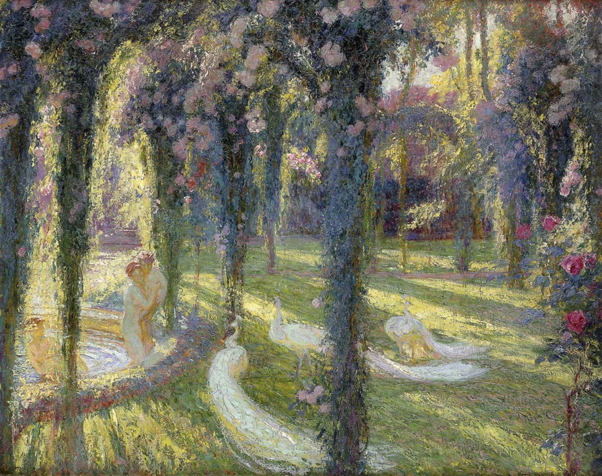 SERENDIPITP Abstract Painting Mural Print Picture Wall Decor Painting the Nymphs in the Garden by Henri Vintage Wall Artwork for Home Decor 60x90cm