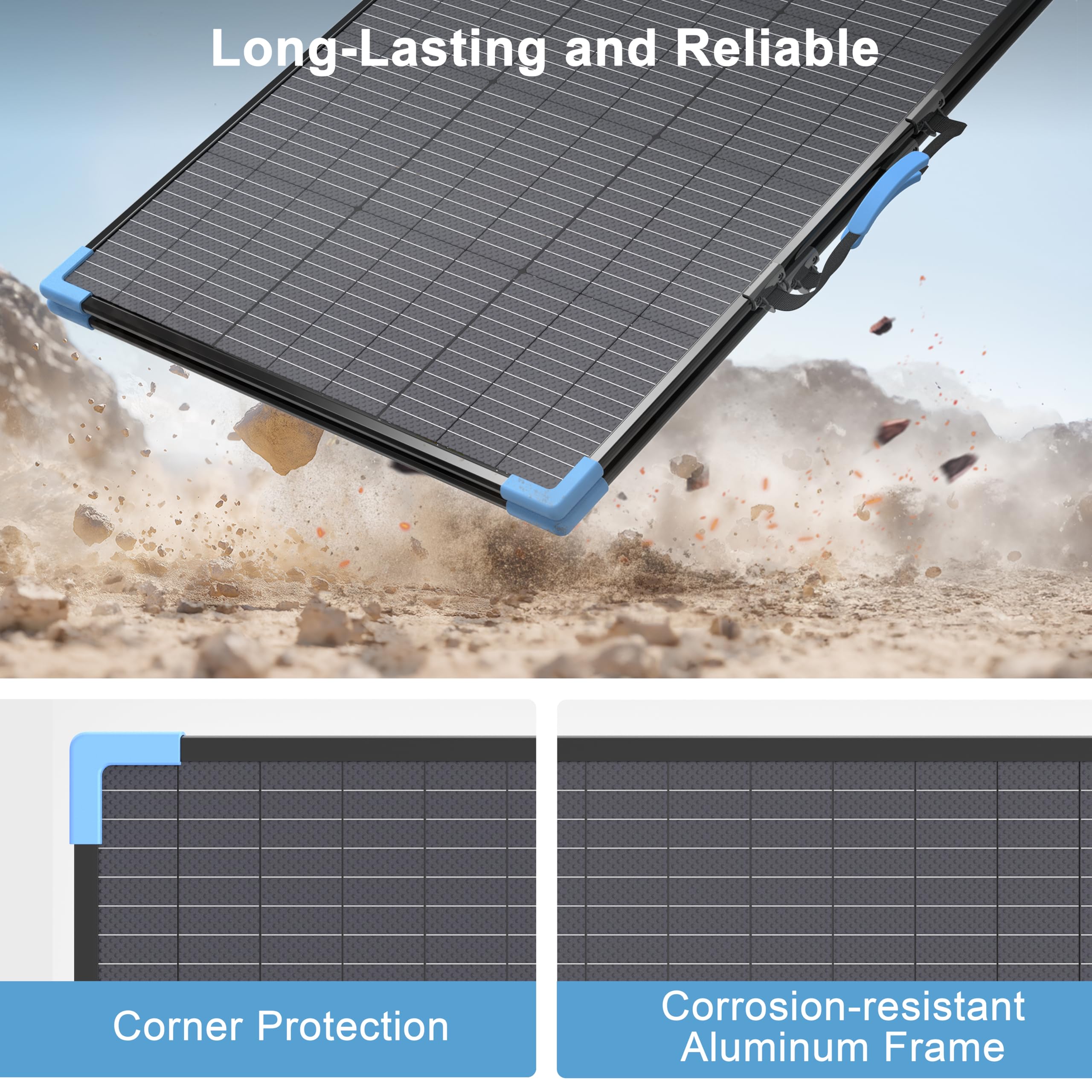Pannello solare bifacciale portatile da 220 W per centrali elettriche, 23,5% ad alta efficienza, caricabatterie solare pieghevole ETFE per elementi essenziali da campeggio, impermeabile IP68, 2