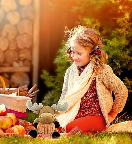 Miniatura 7 de DolliBu Peluche de alce súper suave con decoración de calabaza y personalización del nombre, animal de peluche de calabaza para otoño, Halloween y