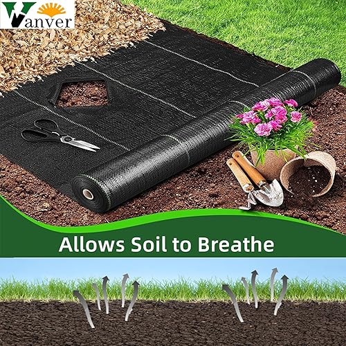 Miniatura 2 de Vanver Tela de barrera de malezas resistente, 3.2 onzas de tela bloqueadora de malas hierbas de jardín de alta calidad para control de malezas,