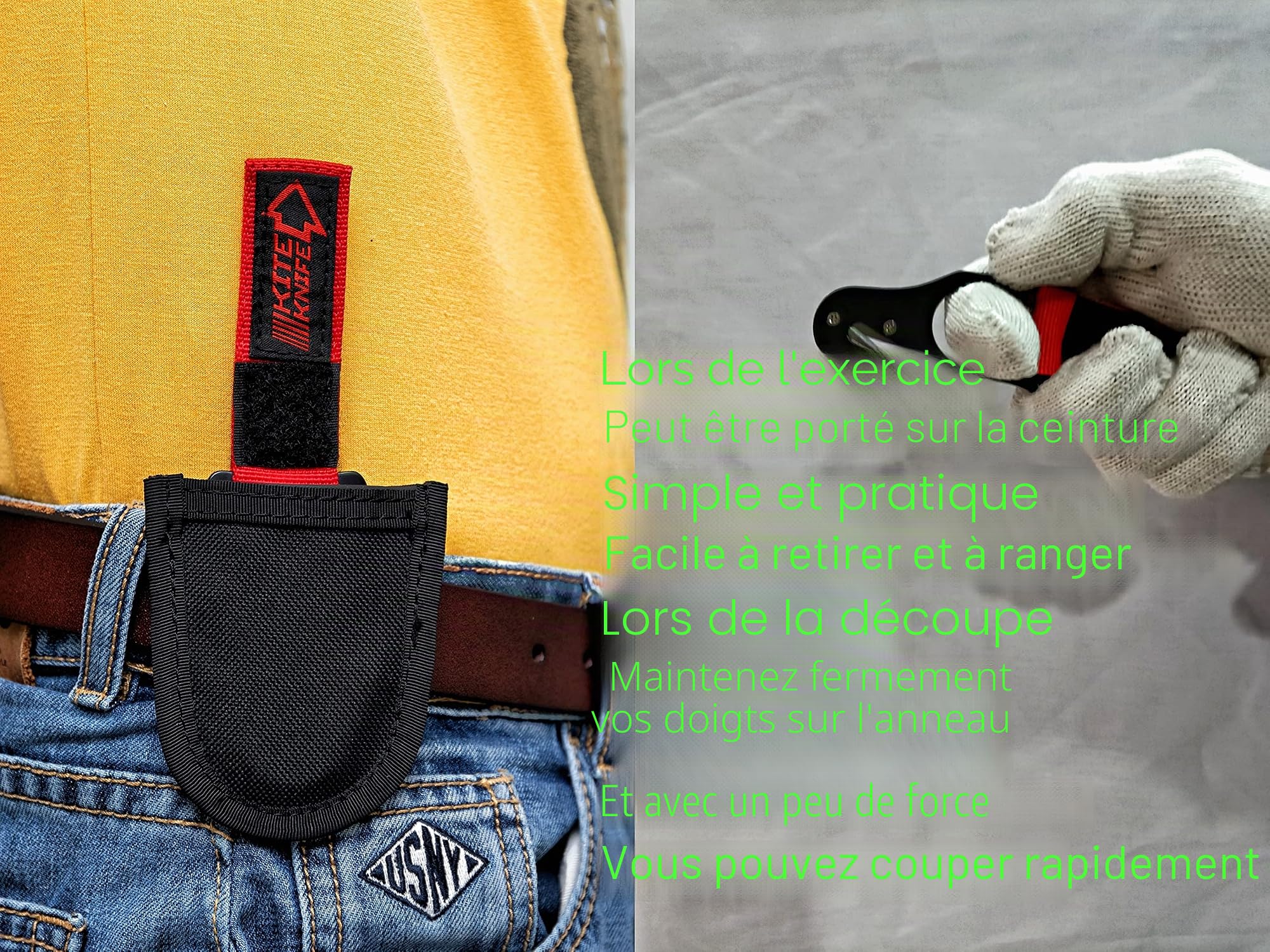 haihong SK16 Harnais de sécurité avec crochet pour cerf-volant et parapente avec poche Rouge/noir