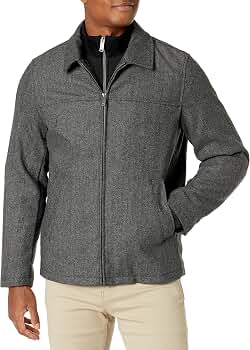 Dockers Men's Wool Blend Open Bottom Jacket with Quilted Bib at
