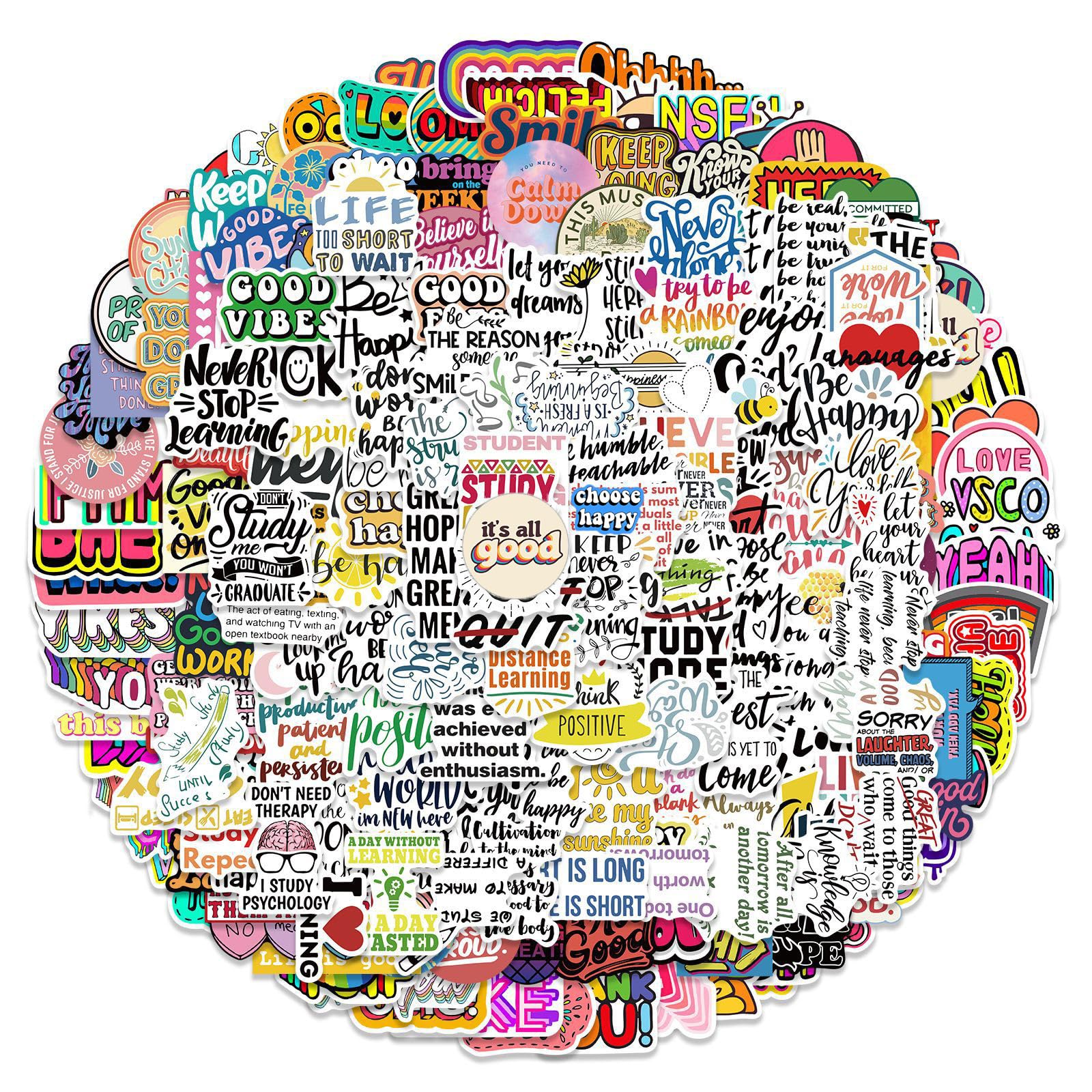 Confezione da 200 adesivi motivazionali con citazioni positive - Citazioni ispiratrici per bambini, adolescenti e adulti - In vinile impermeabile - Per bottiglie d'acqua, computer portatili,
