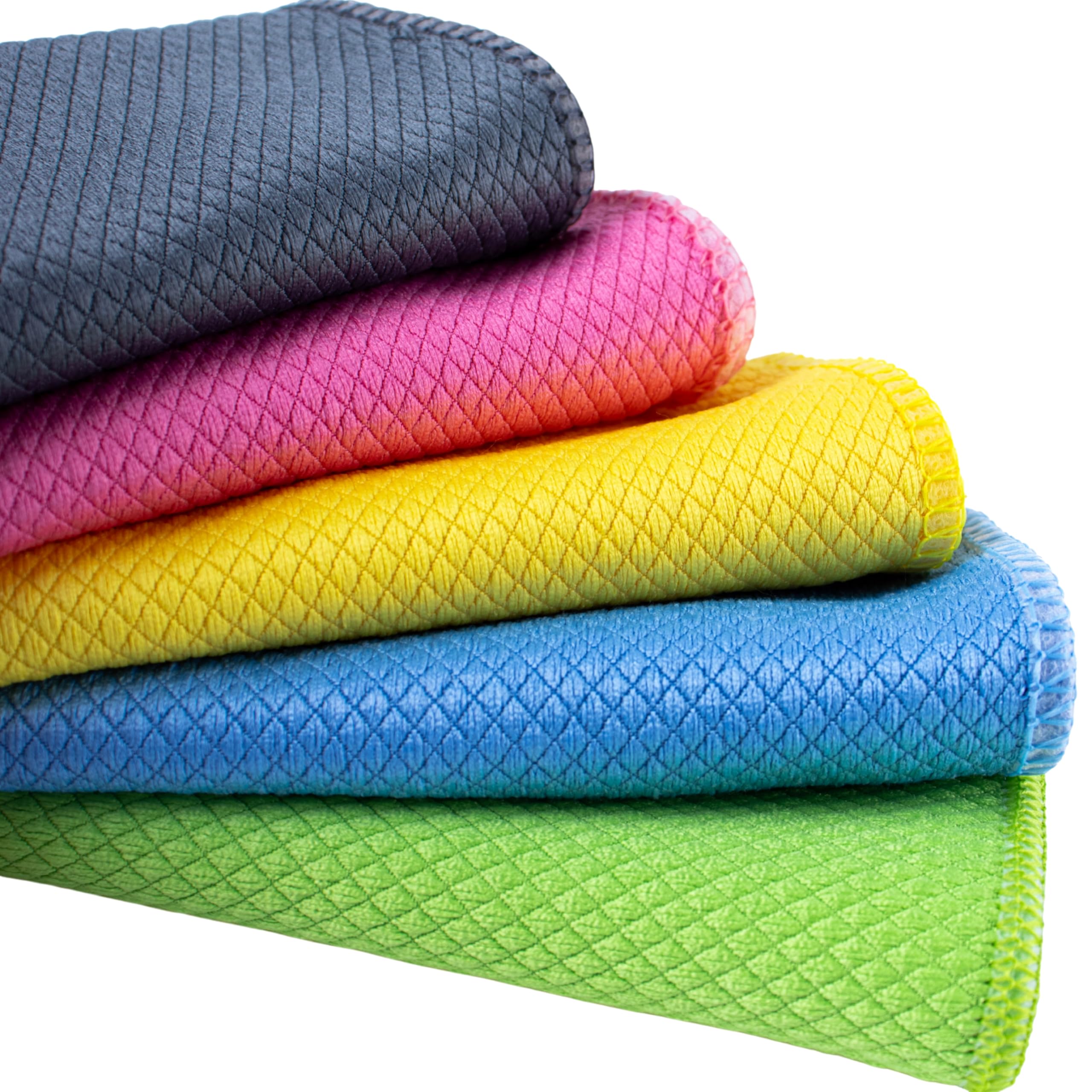 CAQA HOME Sihirli Temizlik ve Kurulama Bezi, 5-Adet Karışık Renk Premium Baklava Mikrofiber Bez Seti 40x40 cm, İz Tüy Leke Bırakmaz Emici Koku Yapmaz Çabuk Kuruyan Cam Hassas ve Genel Temizlik Bezi
