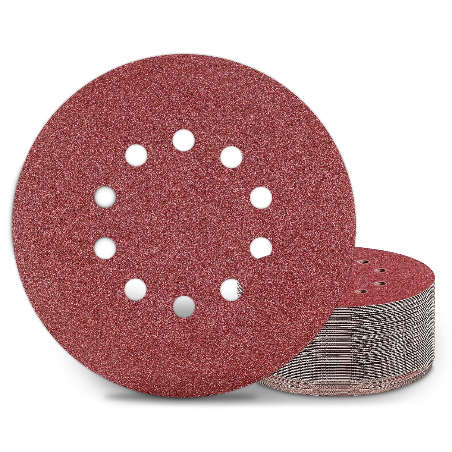 KONGMING 225mm Sanding Discs 25 Pcs 10 Hole Hook and Loop Grit P60 Sandpaper 9 inch Sander Pads