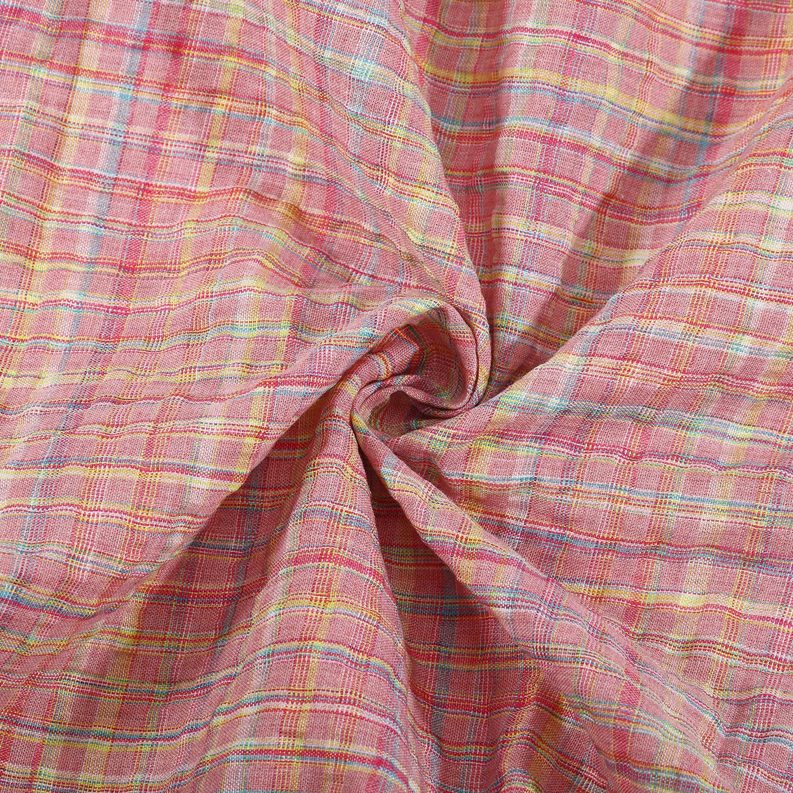 Tissu à carreaux en coton - Rose - 200 x 140 cm - Pour vêtements, décoration d'intérieur et loisirs créatifs