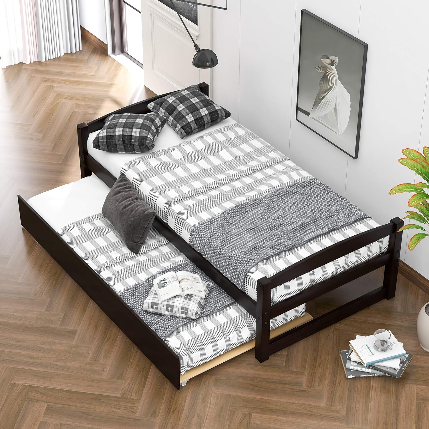 Buy Livspace Daybed with Trundle,Wooden Twin Size Sofa Bed Frame for