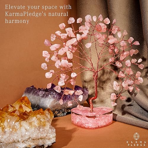 Miniatura 4 de Árbol de cristal de corazón de cuarzo rosa, 7 cristales curativos de chakras, árbol de la vida, decoración de cristal hecho a mano, árboles bonsái
